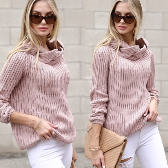 GEORGIA Turtleneck Knit Sweater - BLUSH - Picture 4 of 4